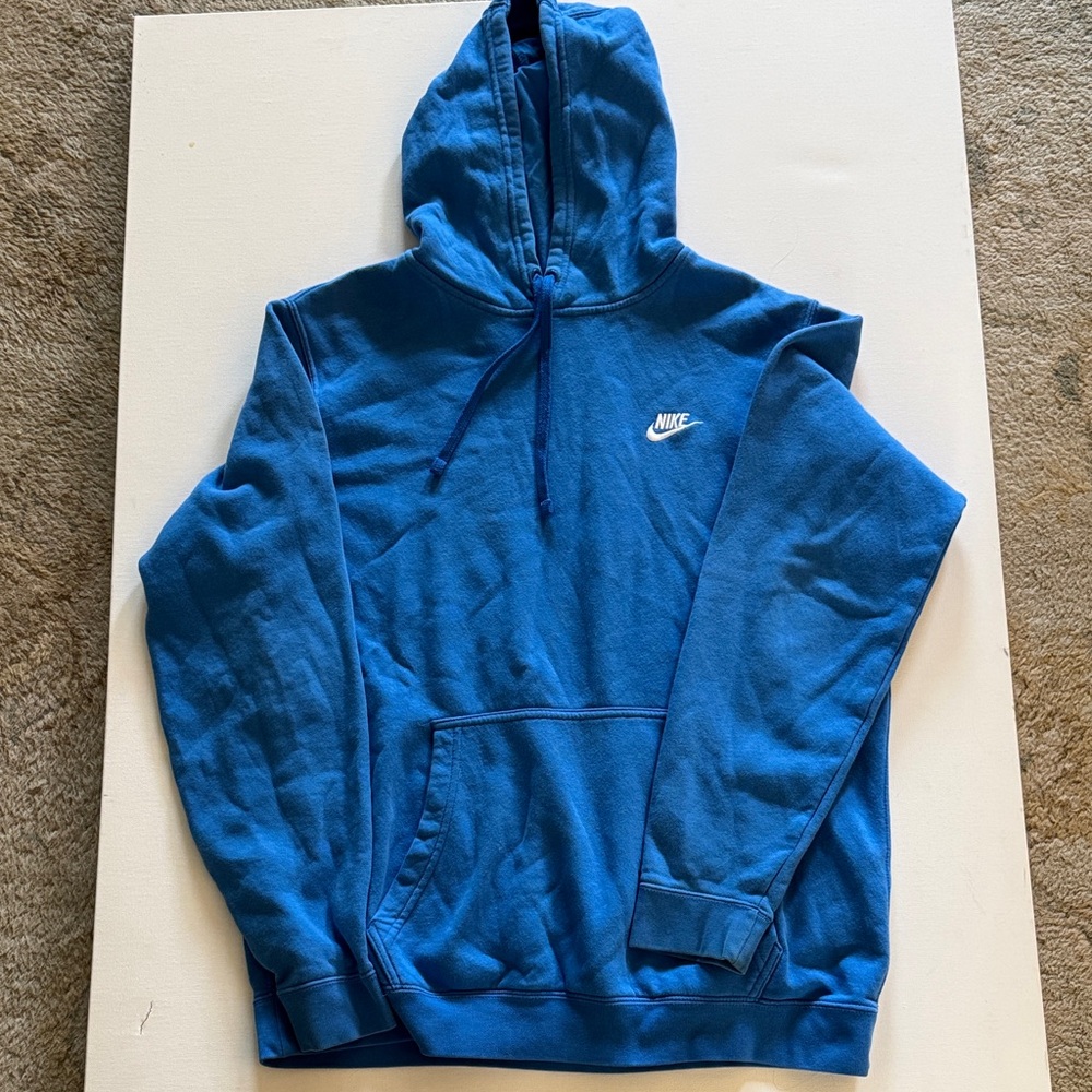 Nike Men's Royal Blue Pullover Hoodie with White Swoosh